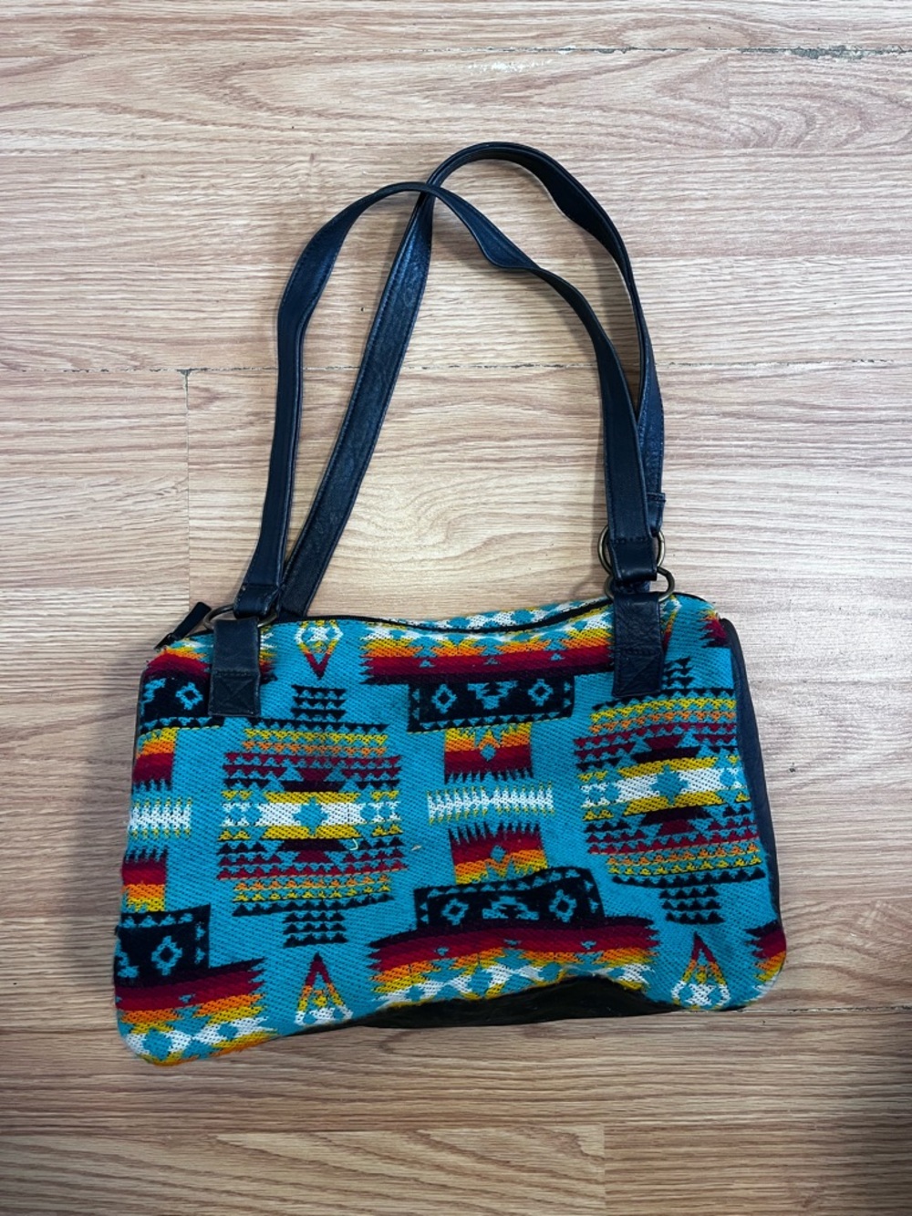Turquoise Southwestern Pattern Shoulder Bag